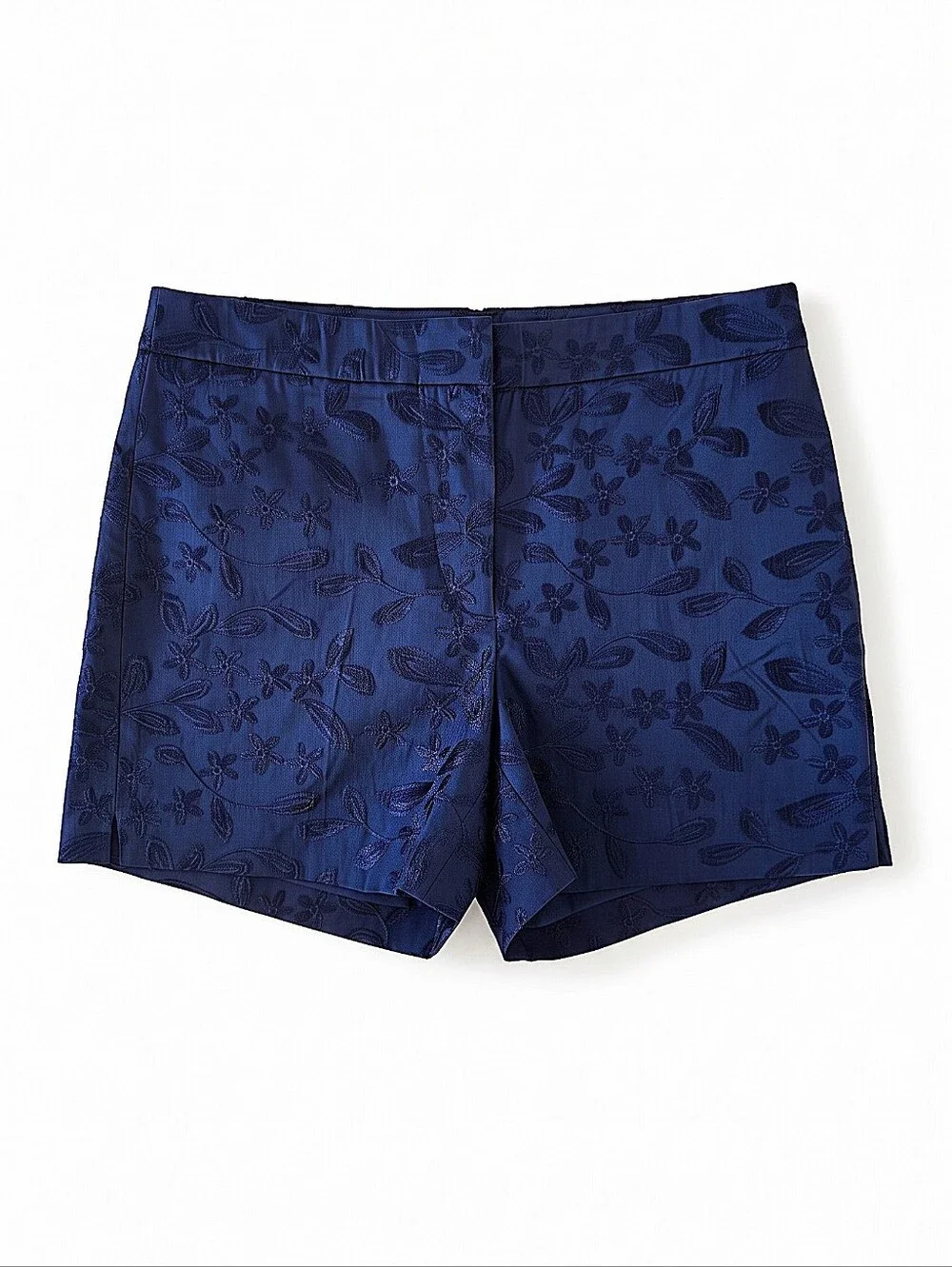 NWT! WHBM Women's Navy Floral Jacquard Shorts-The 5